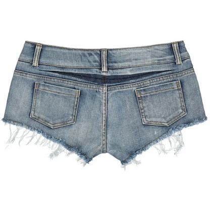 Sexy Summer Hot Women's Low Waist Perforated Denim Shorts