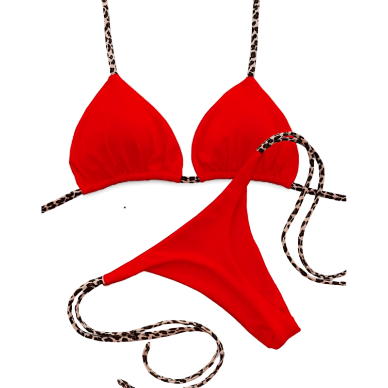 Leopard Print Thong Bikini Set – Bold Women’s Beach Swimwear