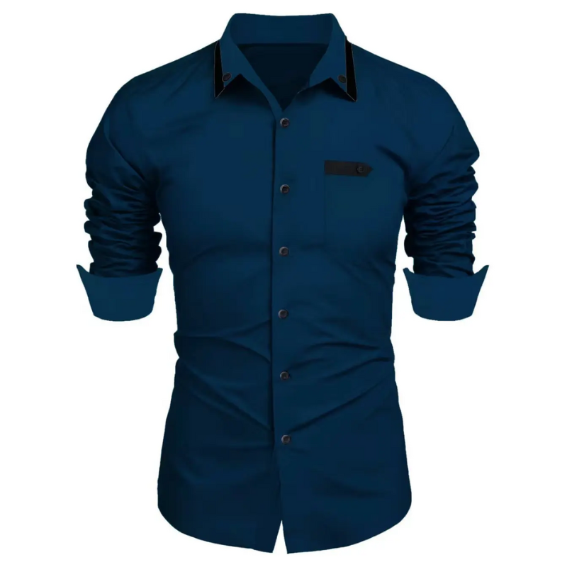 Casual & Work Long Sleeve Men’s Slim Fit Lapel Cardigan Shirt