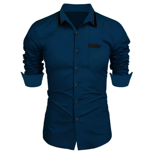 Casual & Work Long Sleeve Men’s Slim Fit Lapel Cardigan Shirt