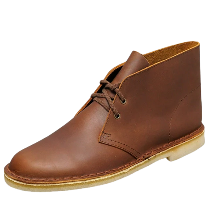 Men's Crazy Horse Leather Desert Boots with Rubber Sole