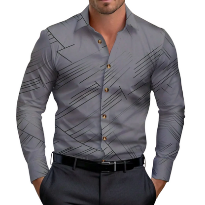 Men’s Solid Formal  Striped Lapel Long Sleeve Spring Style Shirt