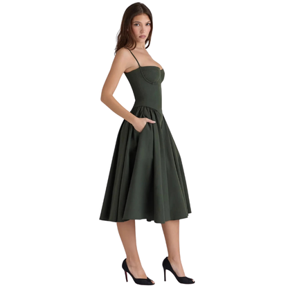Suspender Mid-Length Dress with Chest Support
