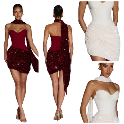 Strapless sequined dress
