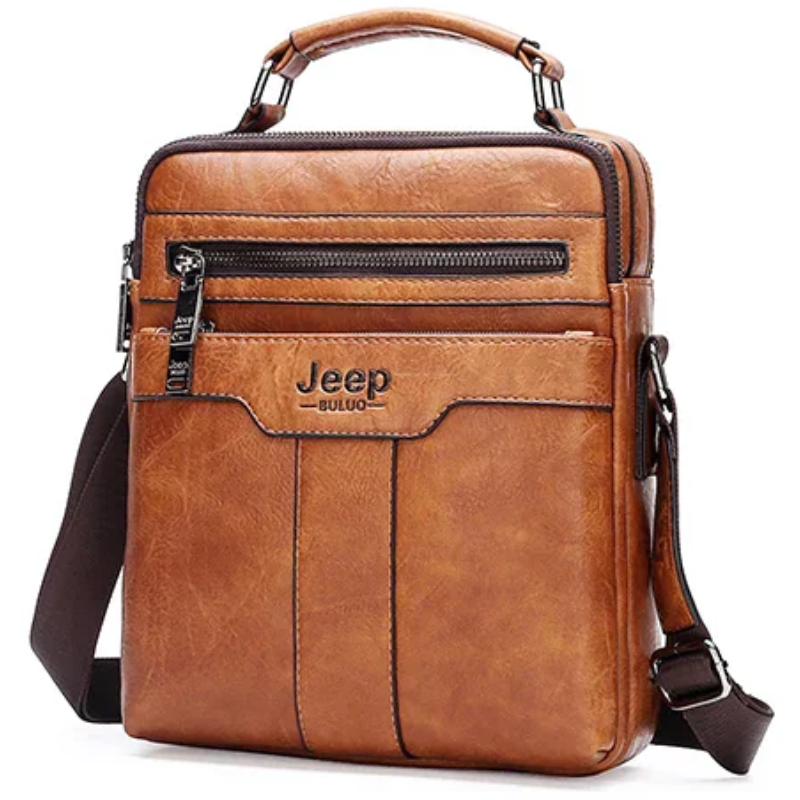 JEEP Men's Split Leather Business Messenger Crossbody Shoulder Bags