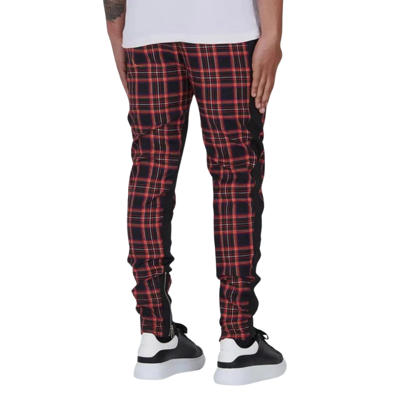 Spring/Summer Style Men's Color block Plaid Zip-Leg Sports Pants
