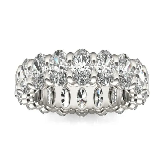 4 CTW Oval Lab Grown Diamond Couture Classic Eternity Ring 14K White Gold (G-VS)