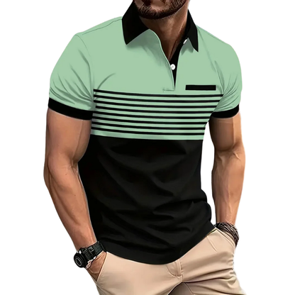 Casual Summer Business Men’s Breathable Stripe Polo Shirt