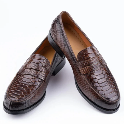 Men’s Casual Handmade Snake Print Leather Dress Shoes Loafers