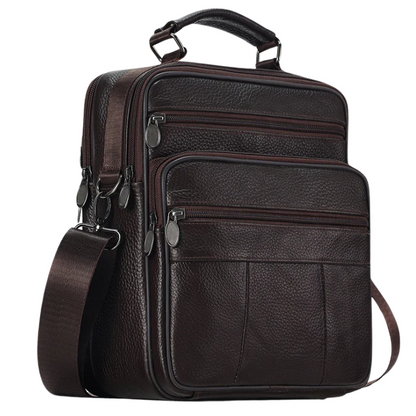 Sling Satchel Men's Genuine Leather Crossbody Bag for iPad,