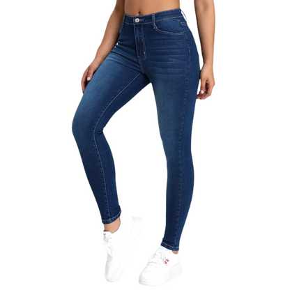 Blue fashionable cat whisker elastic tight fitting small leg jeans