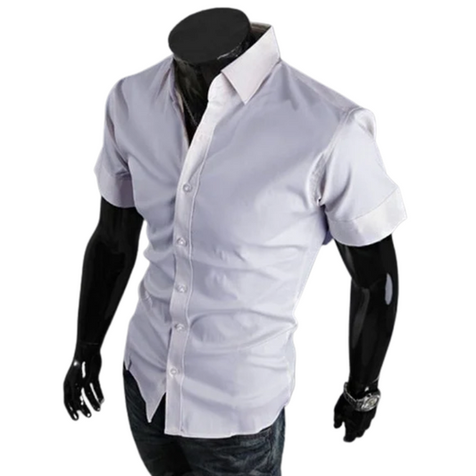 Korean Casual Summer Short Sleeve Men’s Slim Fit Dress Shirt