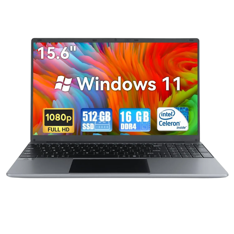 15.6" FHD Laptop 16GB+512GB SSD Intel N5095 Win11 Notebook