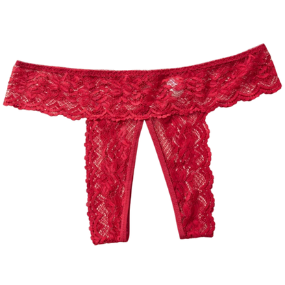 Sexy Lace Open Crotch Women’s Panties Solid Color Briefs