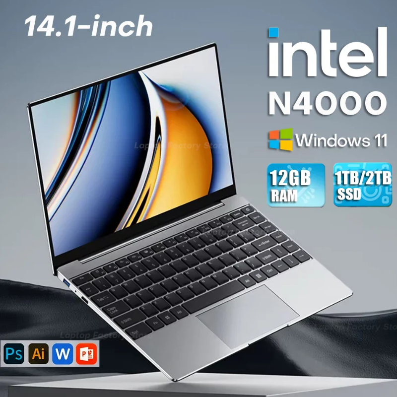14.1" Laptop Intel N4000 12GB Win11 FHD Notebook