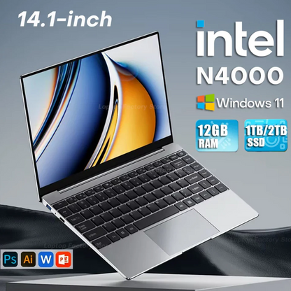 14.1" Laptop Intel N4000 12GB Win11 FHD Notebook