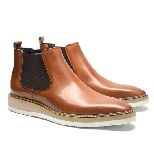 Men’s British Leather Slip-On High Top Chelsea Boots