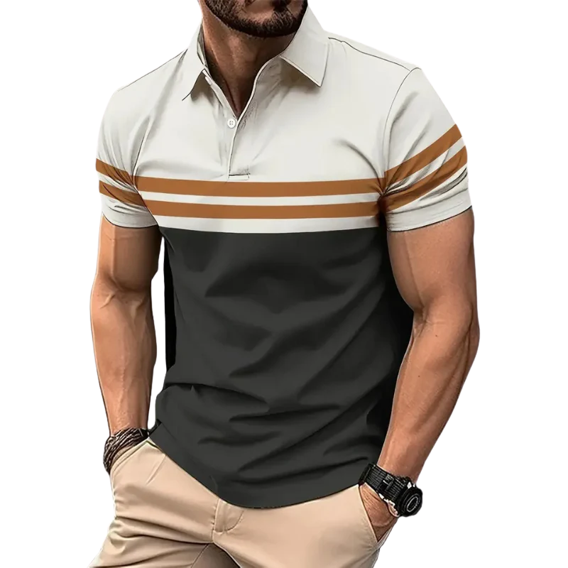 Men’s Casual Summer Polo Breathable Solid Color Short Sleeve Shirt