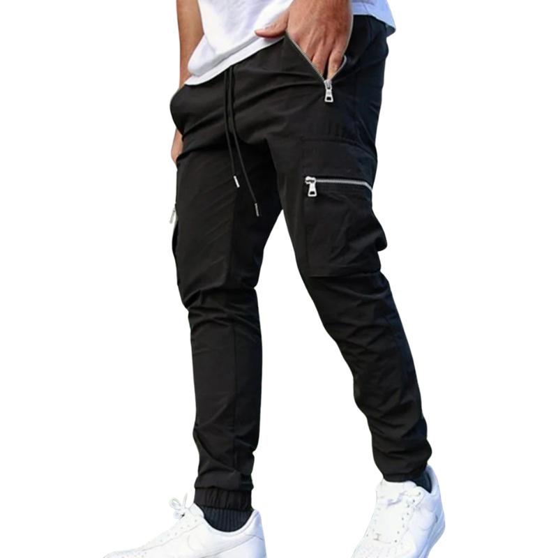 Slim Fit, All-Season Men's Mid-Waist Casual Sport Trousers
