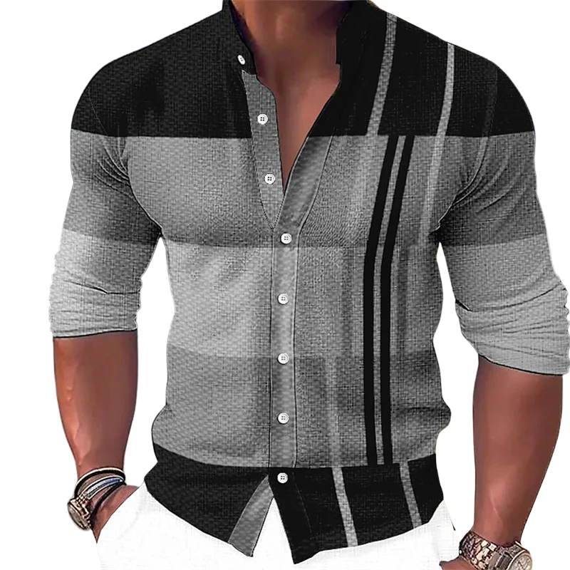 Plaid Stripe Collar Men’s Streetwear Shirt