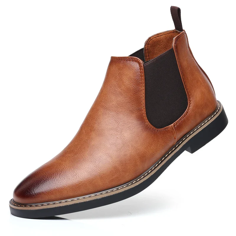 Retro Chelsea PU Leather Ankle Boots for Men