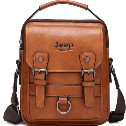 JEEP Men's Leather Business Crossbody Shoulder Messenger Bag