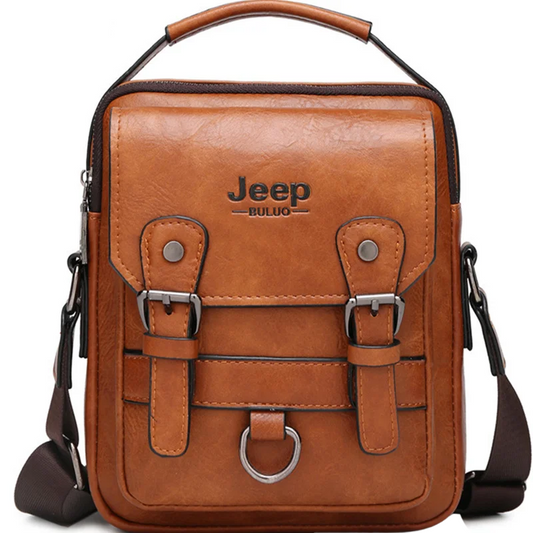 JEEP Men's Leather Business Crossbody Shoulder Messenger Bag