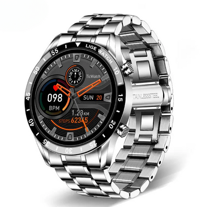 LIGE Men’s Steel Smartwatch Full Touch Bluetooth Call Waterproof