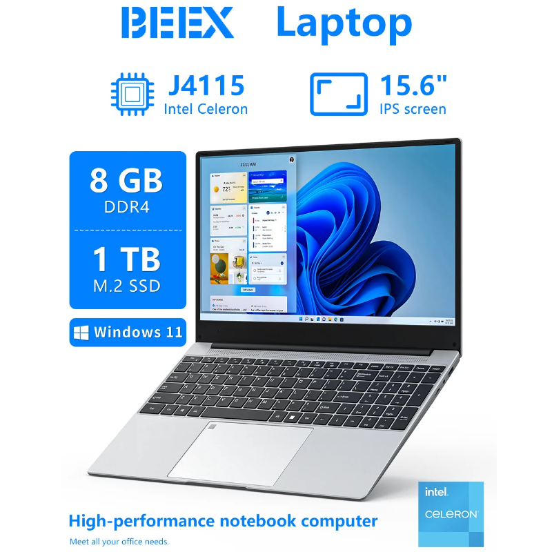 BYONE 15.6" Laptop J4115 8GB RAM 128GB-1TB SSD Ultra-Slim