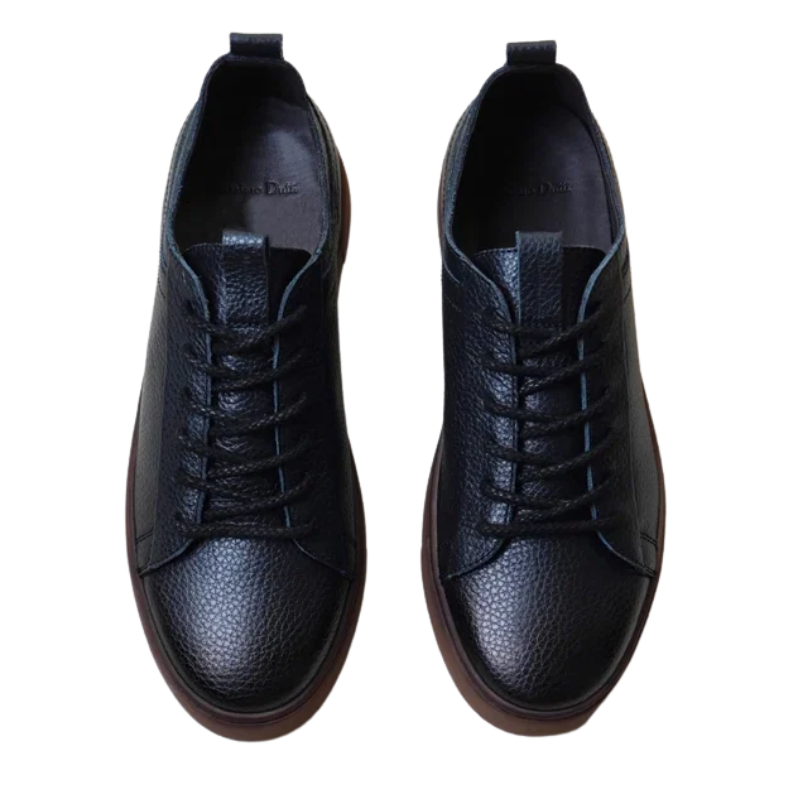 Autumn Men's Genuine Leather Lace-Up Skate Shoes with Thick Sole