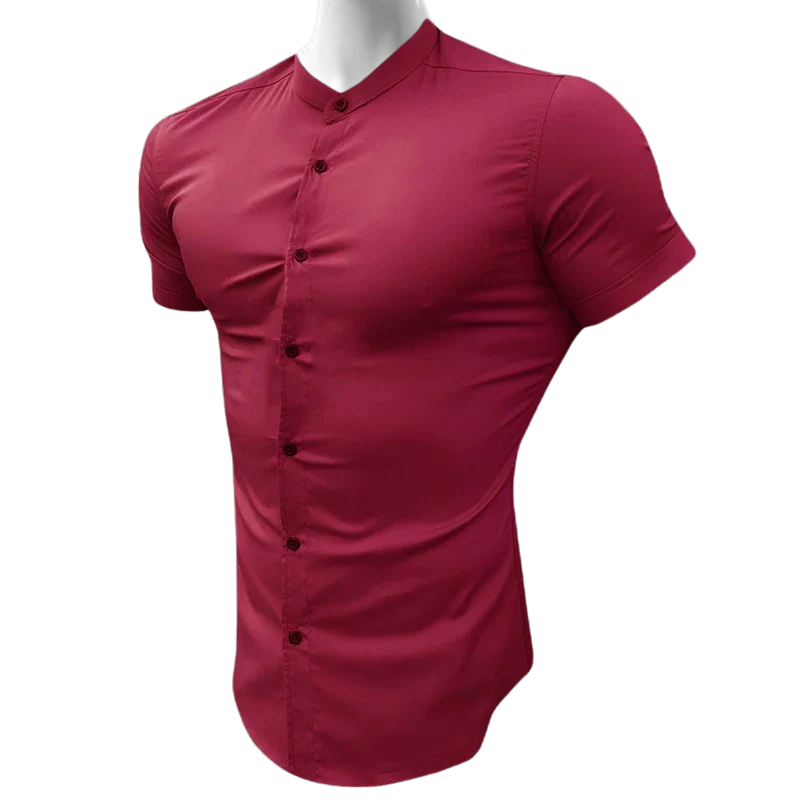 Trendy Summer Men’s Slim Fit Dress Shirt with Short Sleeves