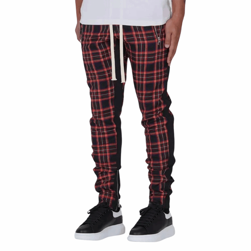 Spring/Summer Style Men's Color block Plaid Zip-Leg Sports Pants