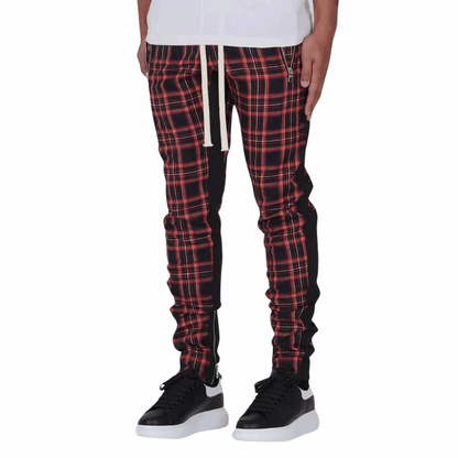 Spring/Summer Style Men's Color block Plaid Zip-Leg Sports Pants