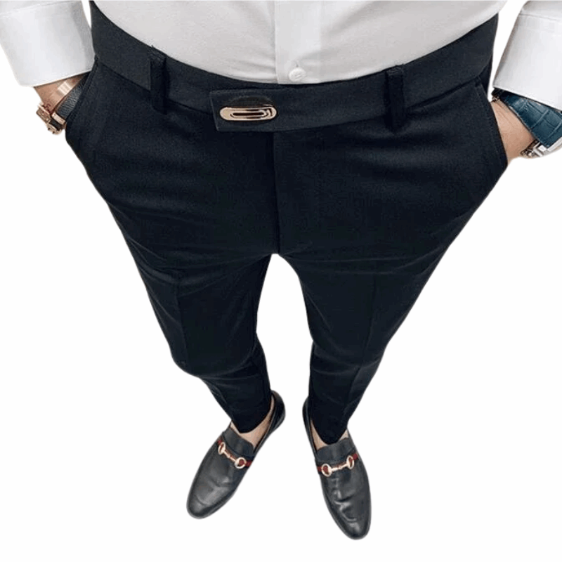 Korean Streetwear Style Men's Slim Fit Ankle Pants for Spring & Fall