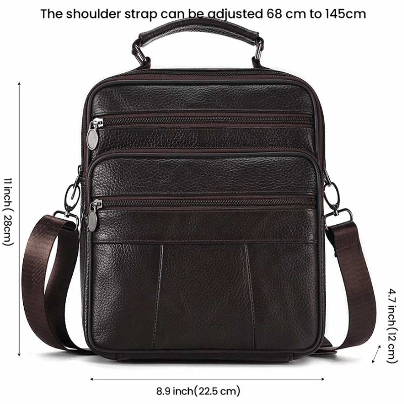 Sling Satchel Men's Genuine Leather Crossbody Bag for iPad,