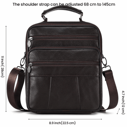 Sling Satchel Men's Genuine Leather Crossbody Bag for iPad,