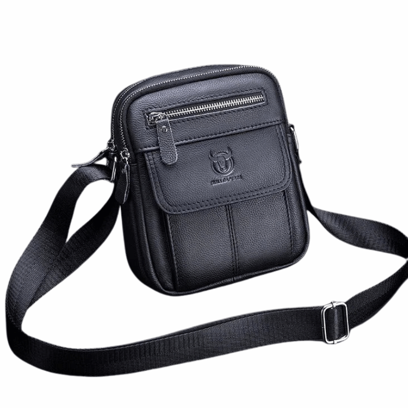Genuine Leather Men's Shoulder Crossbody Bag Cowhide Casual Korean Style Student Handbag Small Commuter Messenger Bag