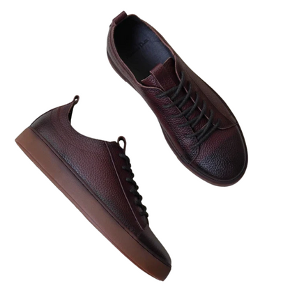 Autumn Men's Genuine Leather Lace-Up Skate Shoes with Thick Sole
