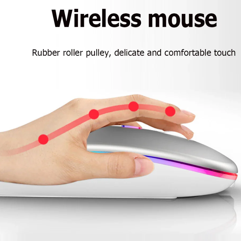 Ultra-Thin Silent Wireless Mouse 2.4G USB Rechargeable for Laptop