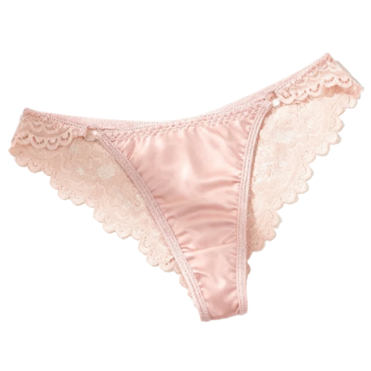Breathable Lace Satin Low-Rise Briefs with Delicate Straps
