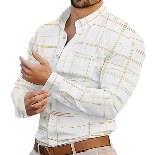 Summer Men's Long Sleeve Lapel Shirt