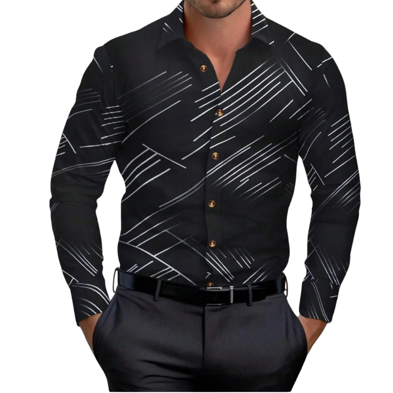 Men’s Solid Formal  Striped Lapel Long Sleeve Spring Style Shirt