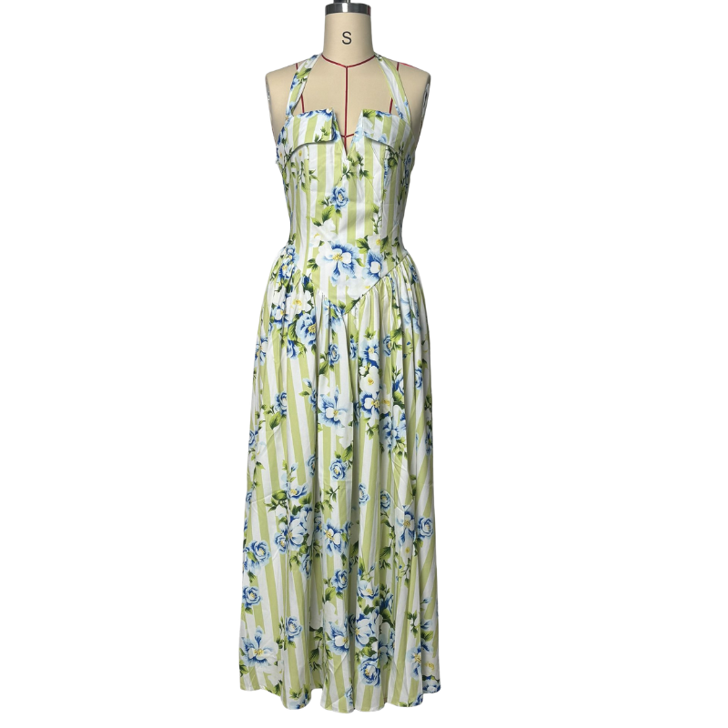 Floral Print Halter Neck Dress