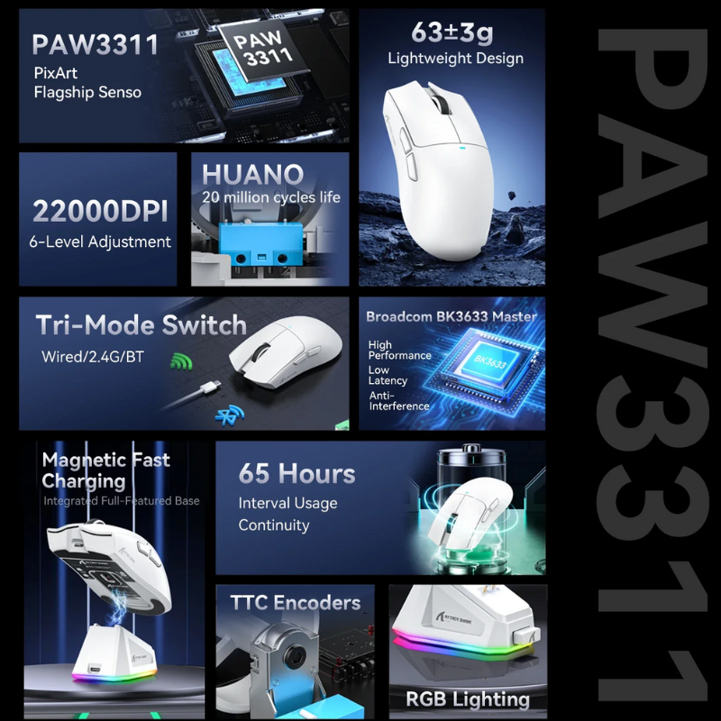 ATTACK SHARK X11 RGB Wireless Gaming Mouse, 22K DPI, PAW3311 Sensor