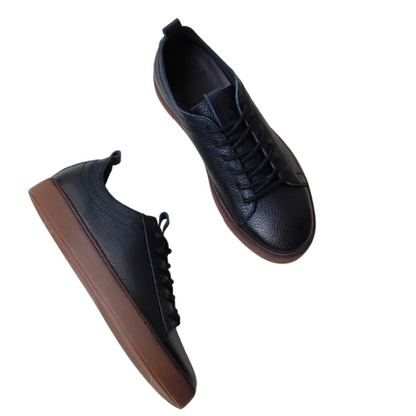 Autumn Men's Genuine Leather Lace-Up Skate Shoes with Thick Sole