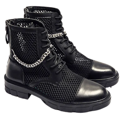 Stylish Casual Dress Men's Summer Mesh Lace-Up Boots