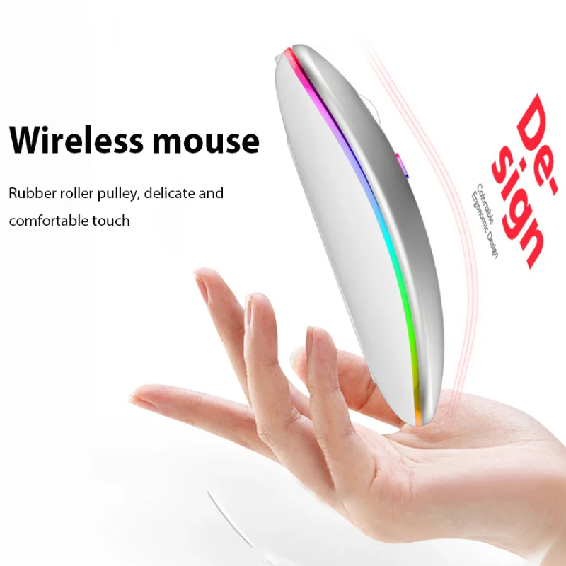 Ultra-Thin Silent Wireless Mouse 2.4G USB Rechargeable for Laptop
