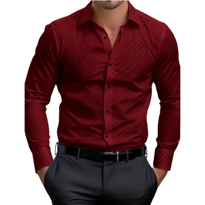 Men’s Solid Formal  Striped Lapel Long Sleeve Spring Style Shirt