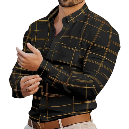 Summer Men's Long Sleeve Lapel Shirt