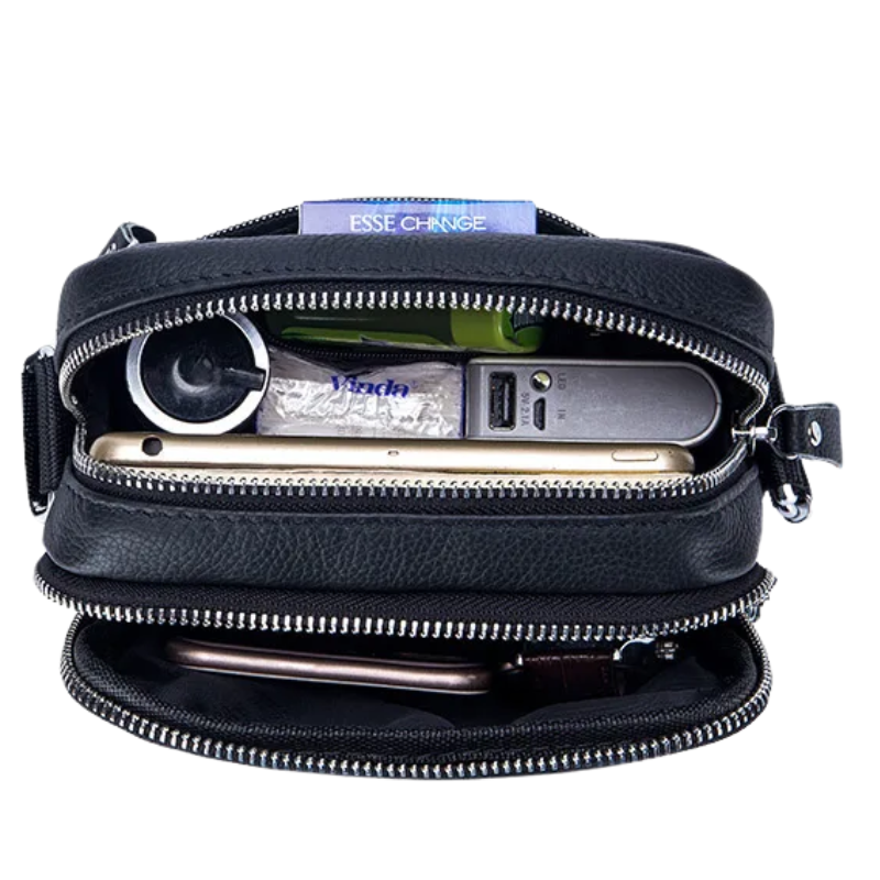 Korean Style Genuine Leather Men's Crossbody Messenger Bag